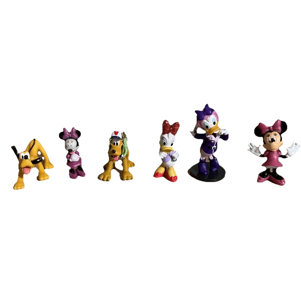 Disney Collectible Figures Lot Of 6 Pluto, Goofy, Minnie Mouse, Daffy Duck